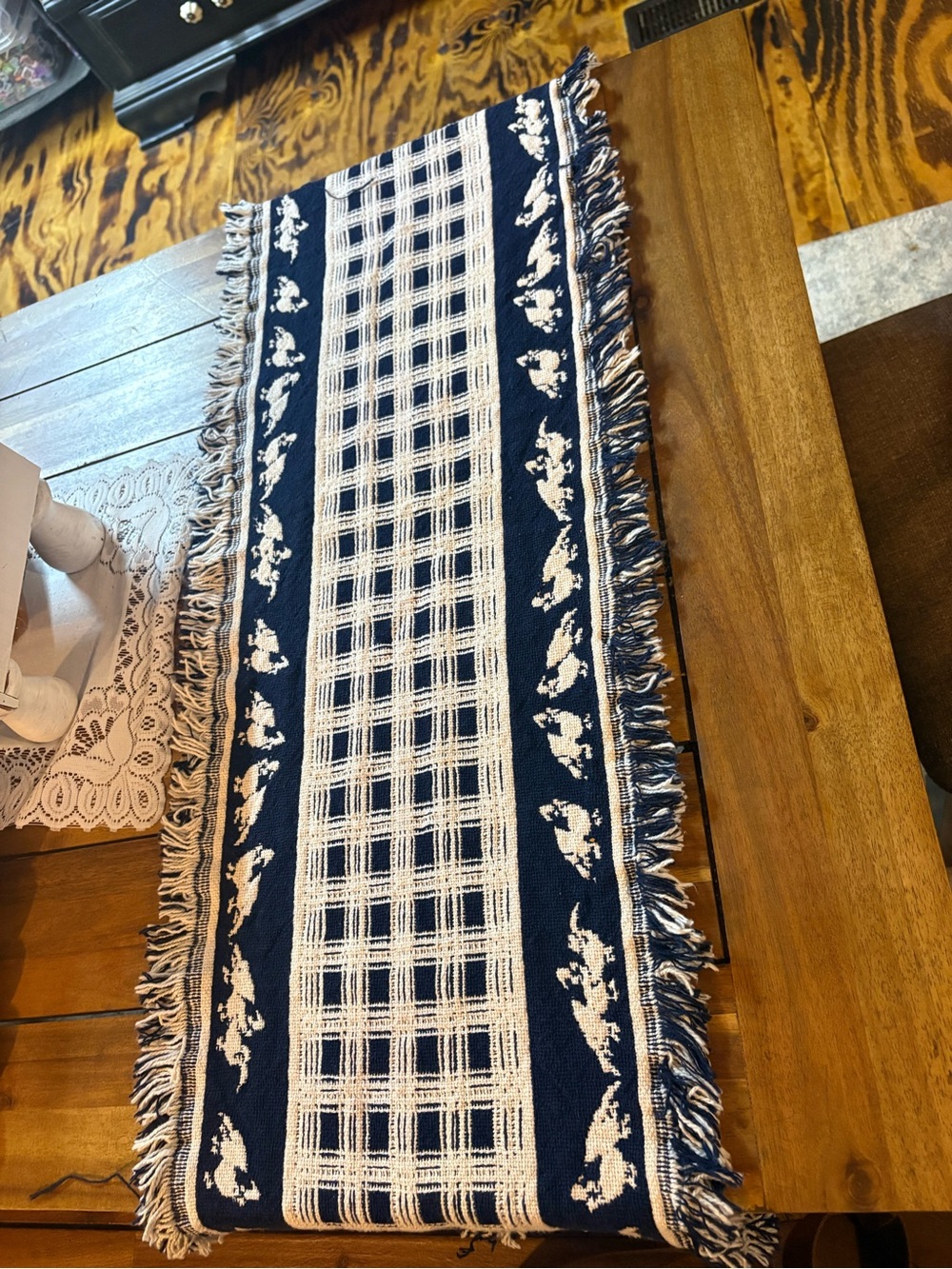 Goose table runner. Reversible!